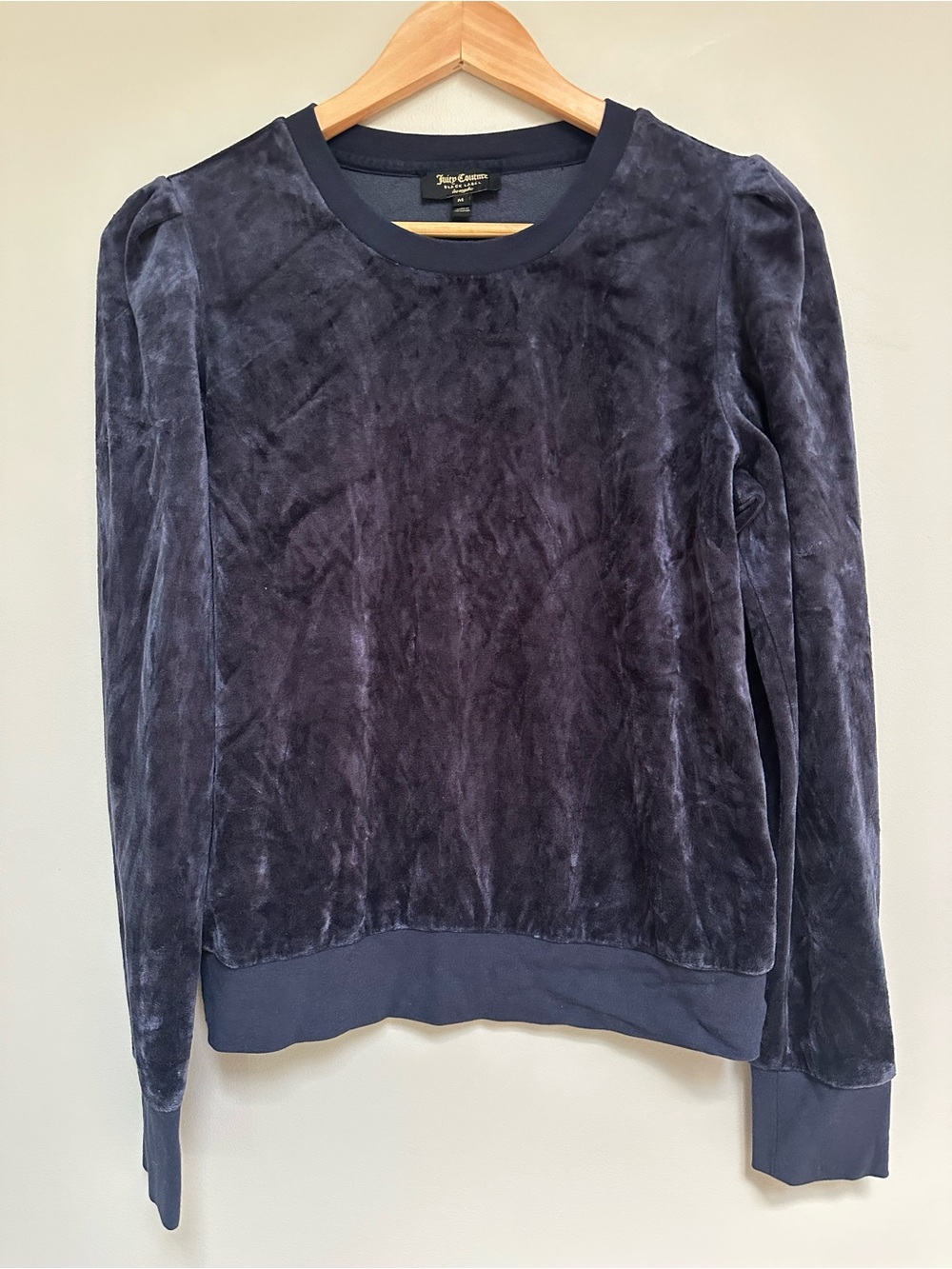 Juicy Couture Black Label Navy Velour Pullover‎ Top Women’s Medium